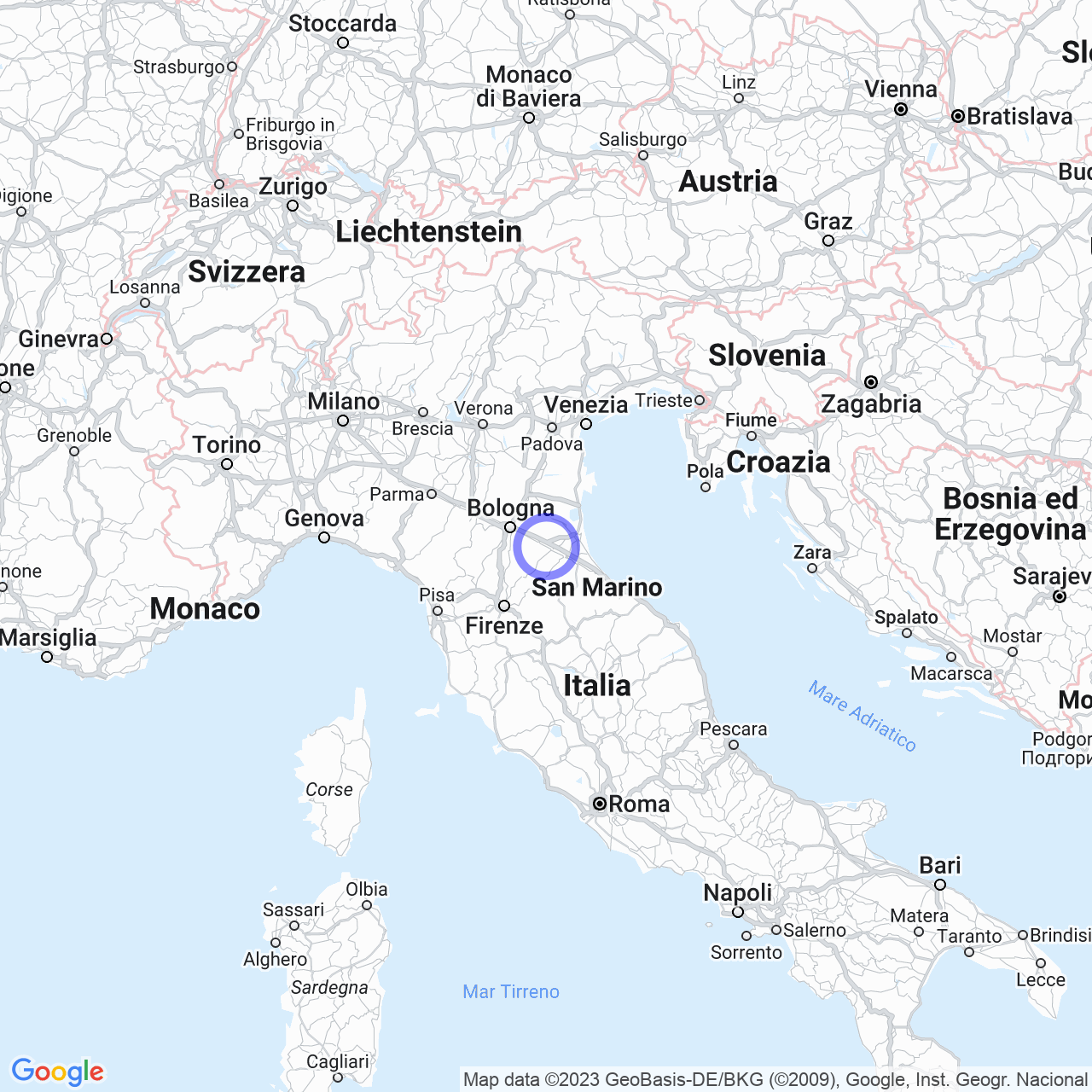 Mappa di Cà Rossa in Castel Bolognese