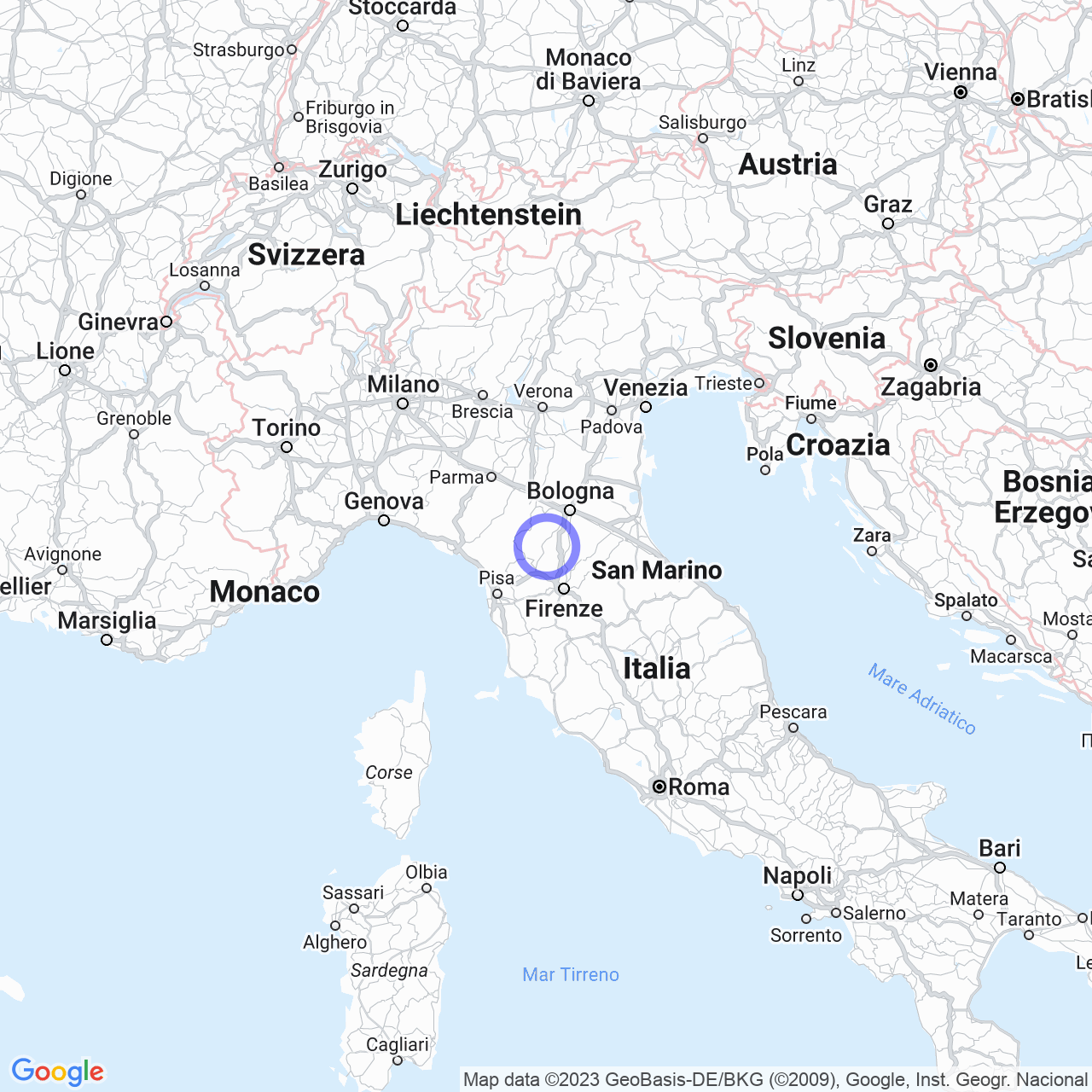 Mappa di Poggiolino in Castel di Casio