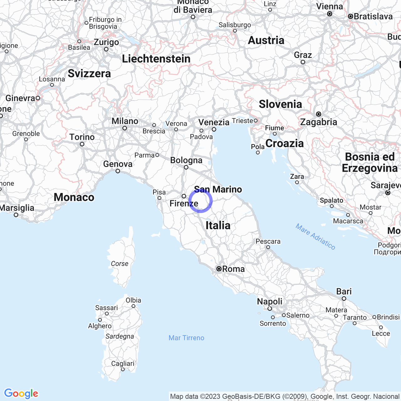 Mappa di Tulliano in Castel Focognano