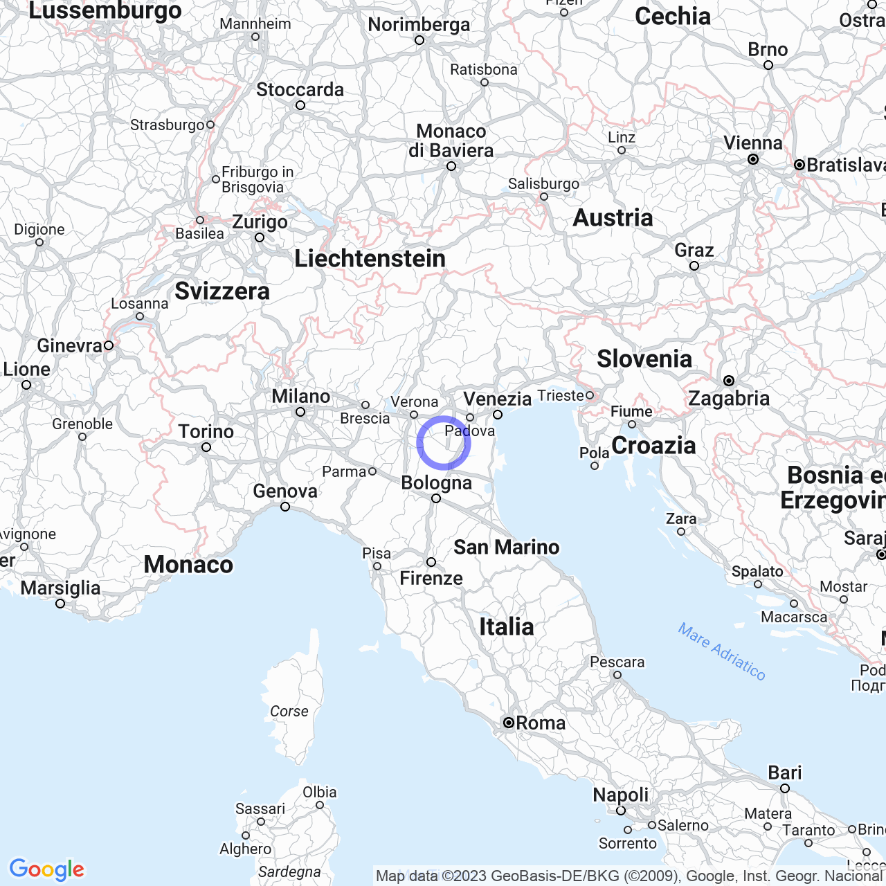 Mappa di Paiette in Castelbaldo