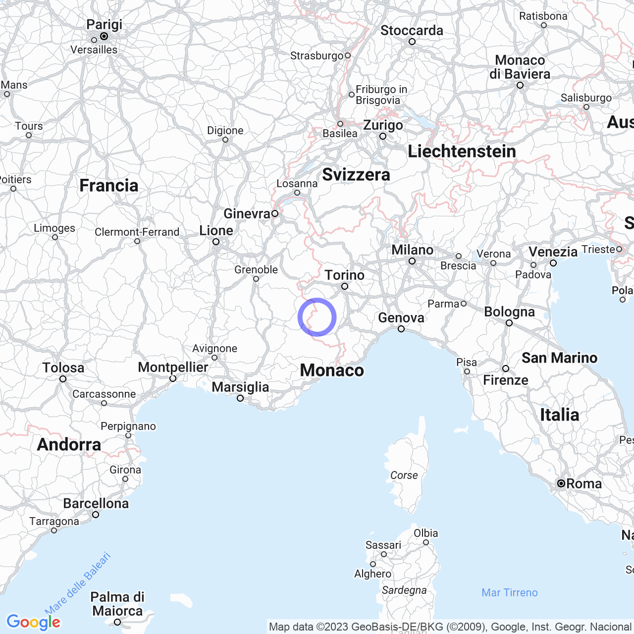 Mappa di Caldane in Casteldelfino