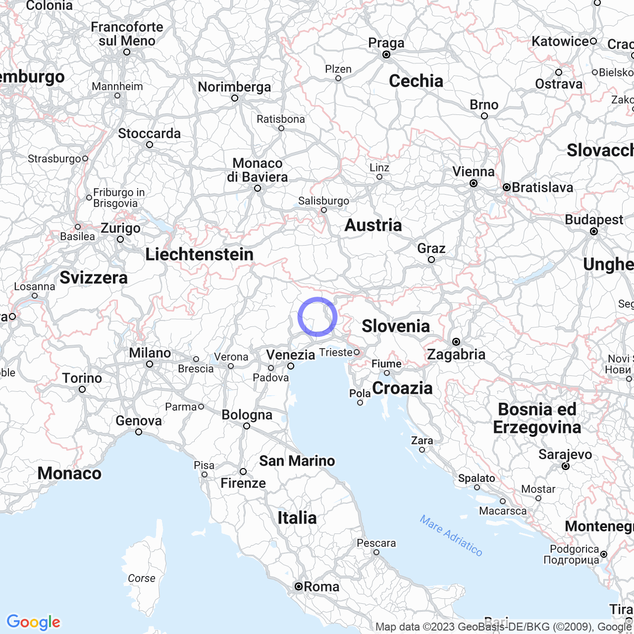 Mappa di Mostacins-menis in Castelnovo del Friuli