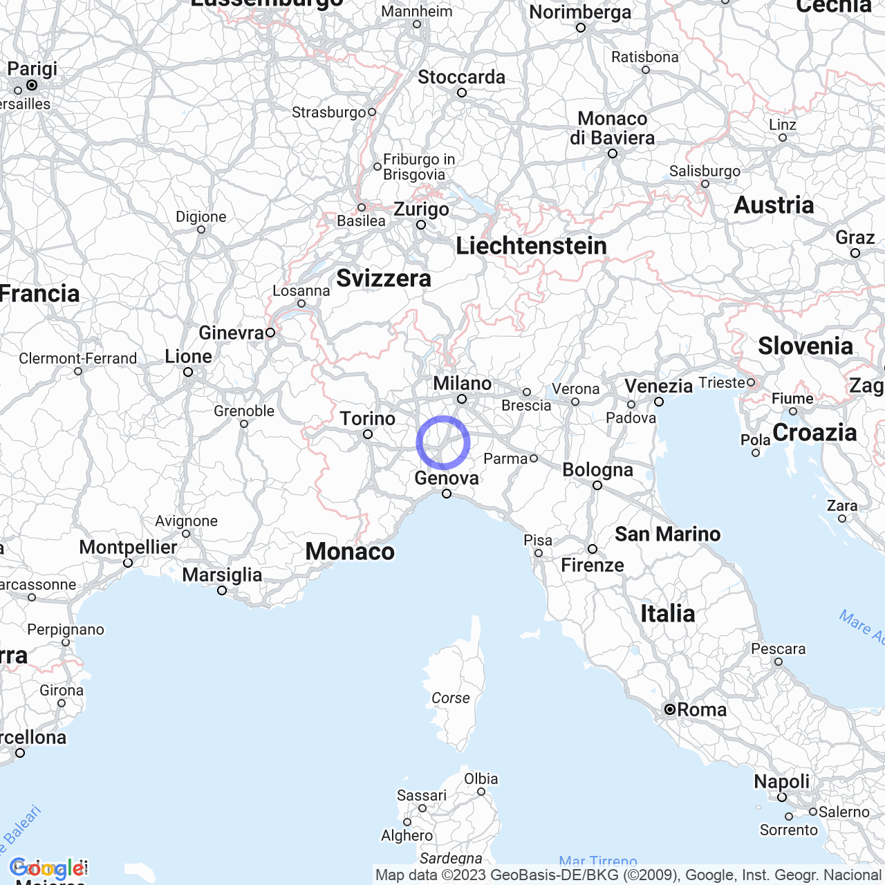 Mappa di Ova in Castelnuovo Scrivia