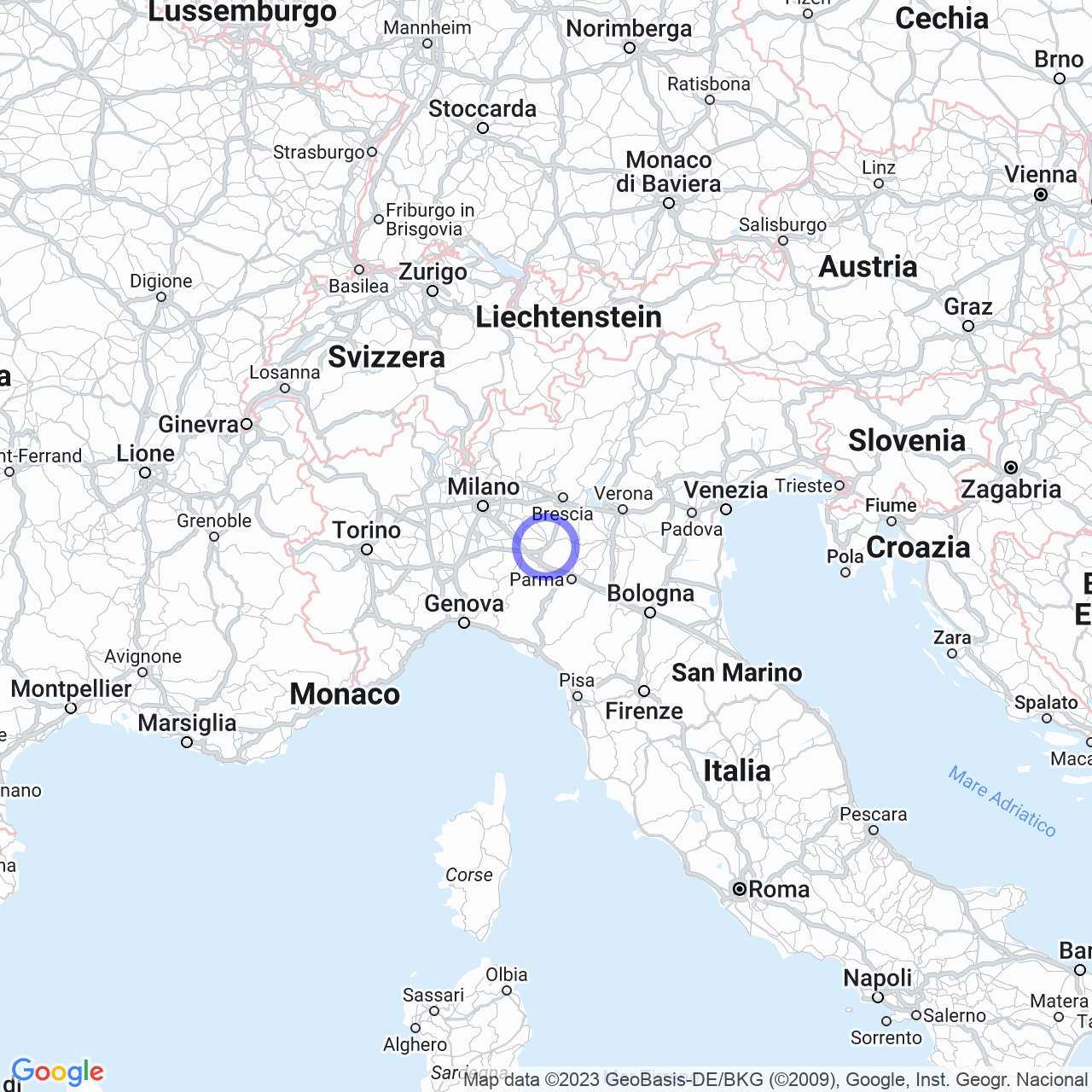 Mappa di Babina in Castelvetro Piacentino