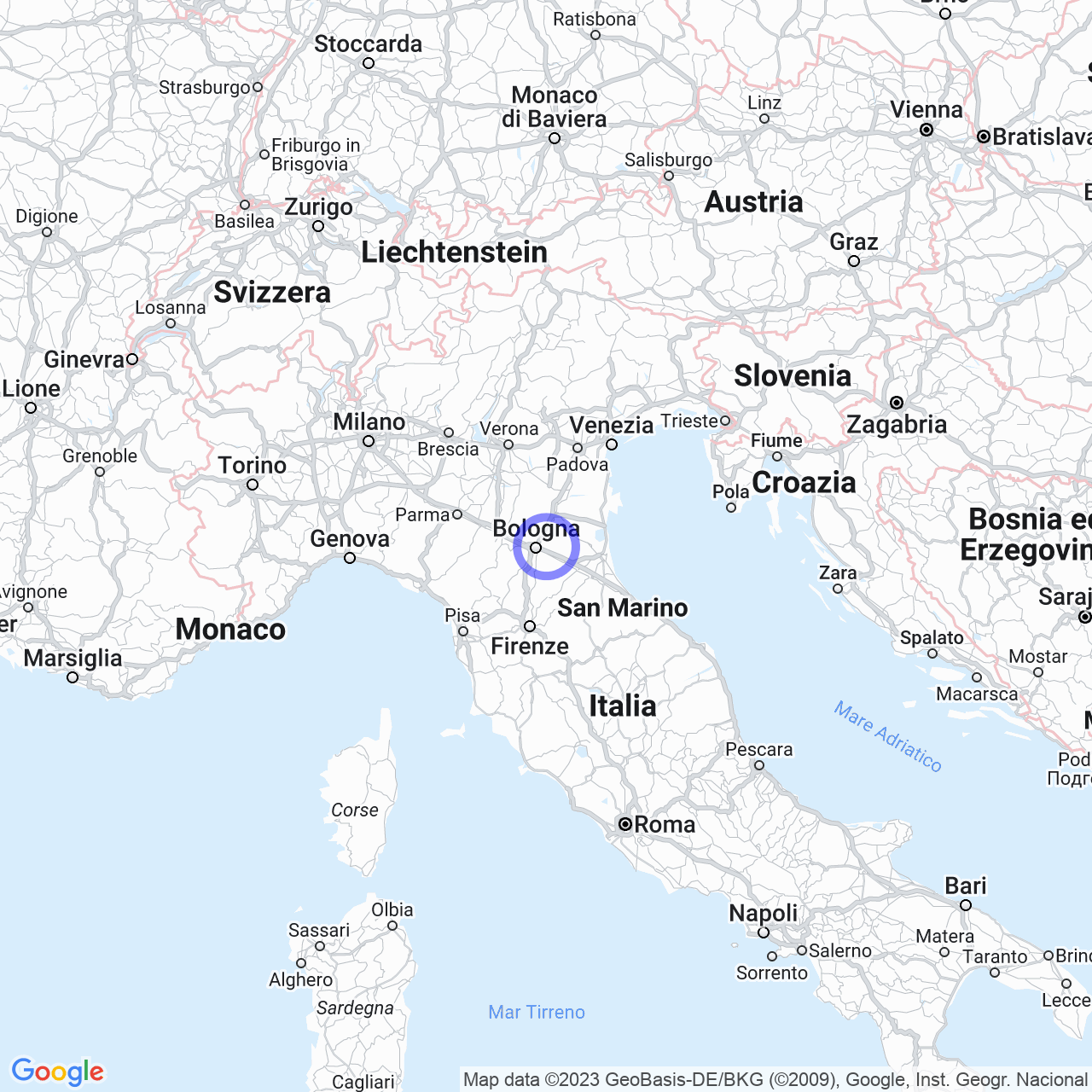 Mappa di Cà Morati in Castenaso