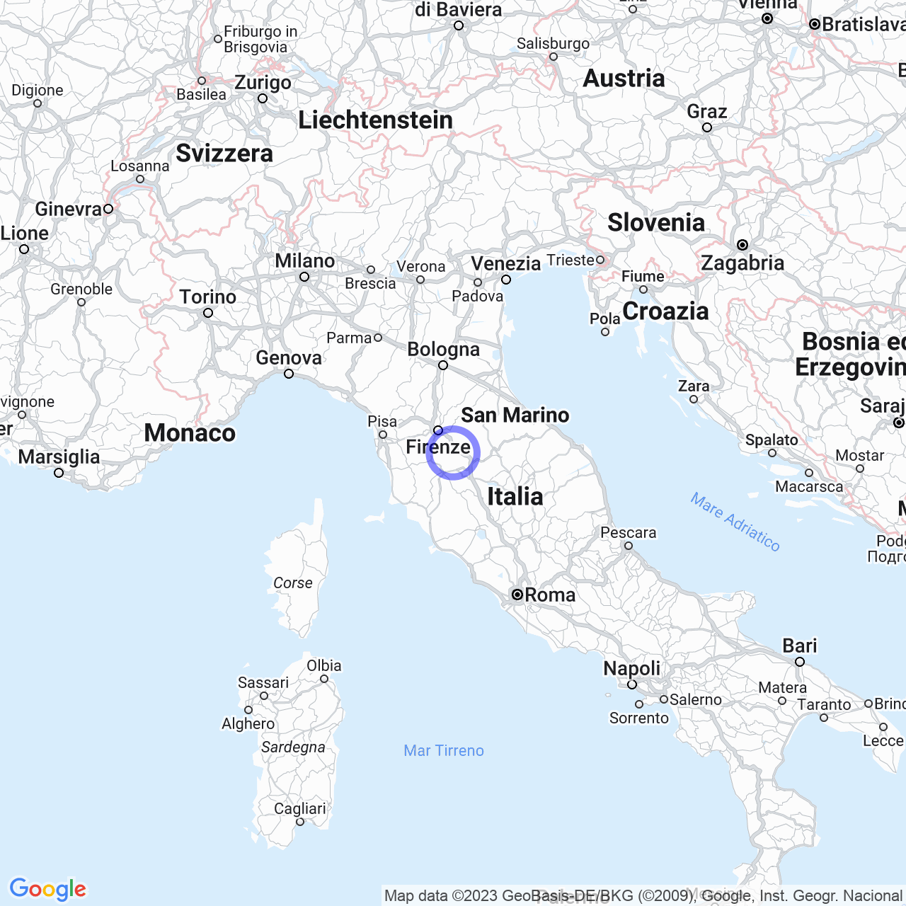 Mappa di Batelli in Cavriglia