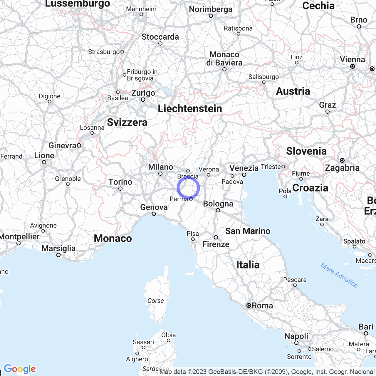 Mappa di Pugnolo in Cella Dati