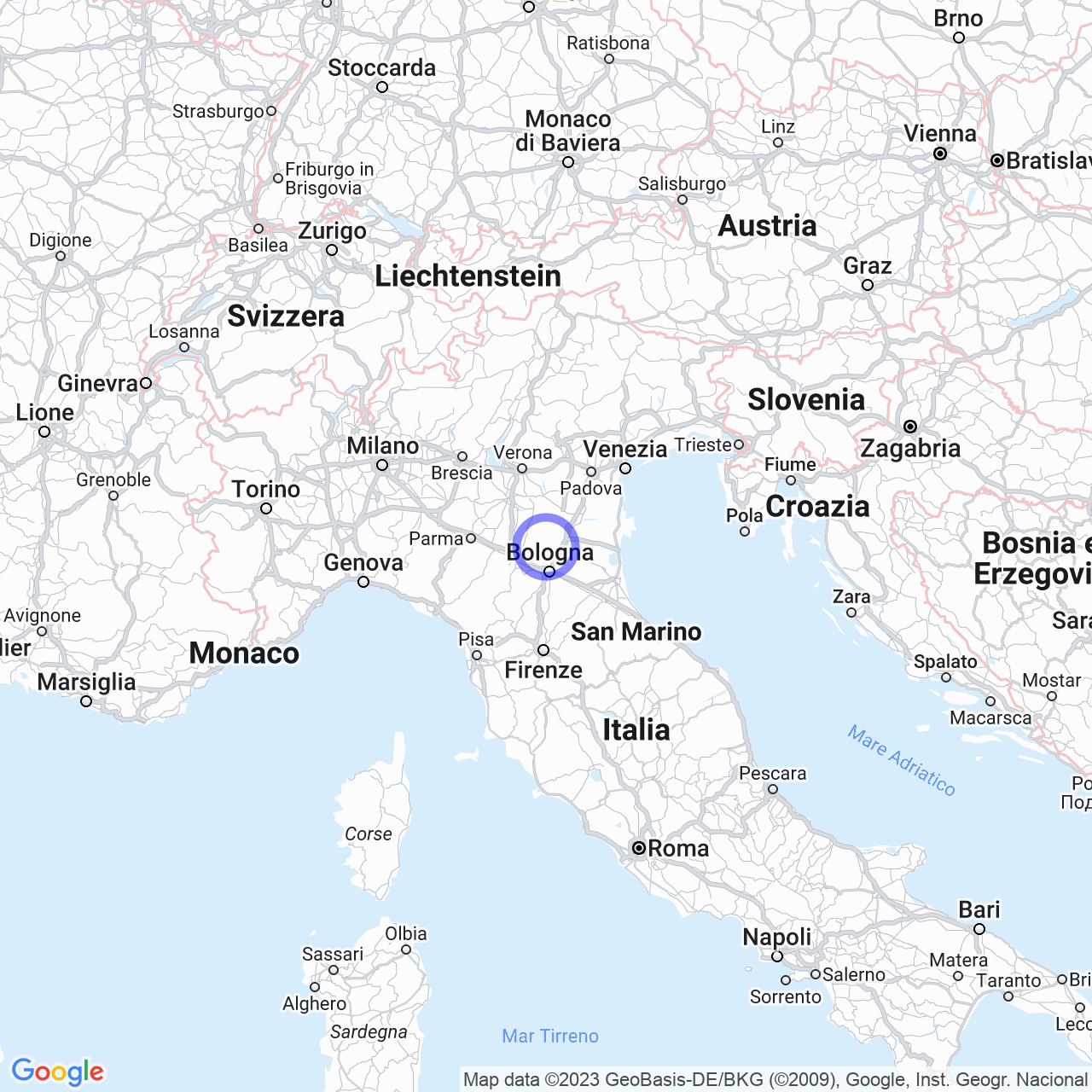 Mappa di Dodici Morelli in Cento