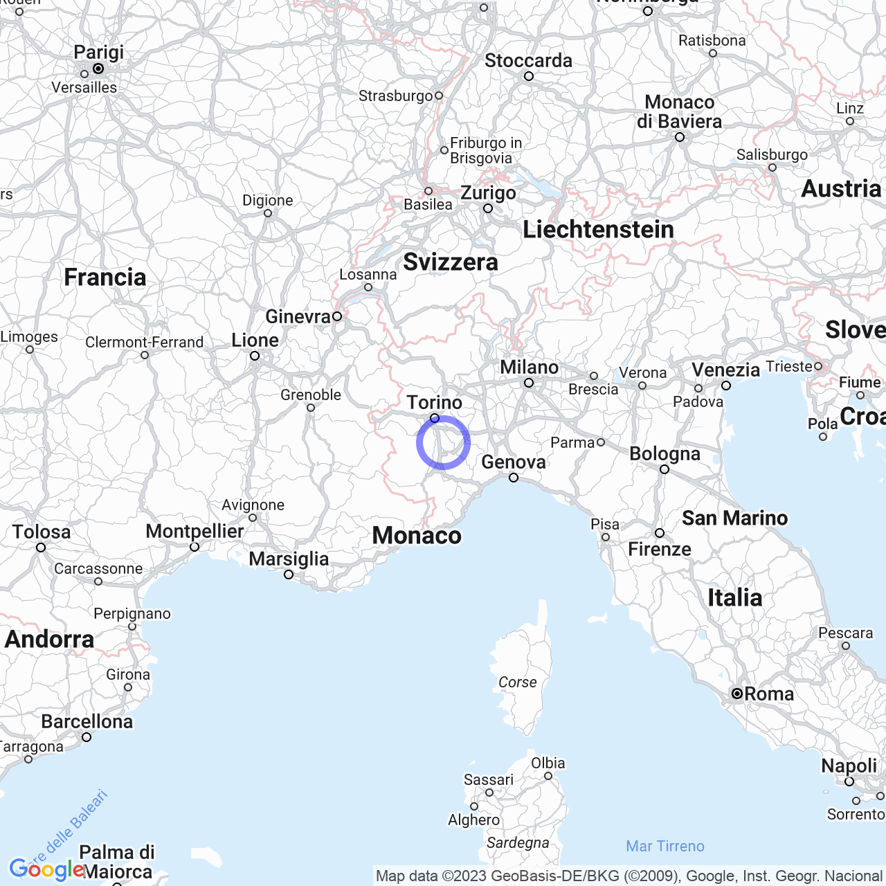 Mappa di Pioppeto in Ceresole Alba