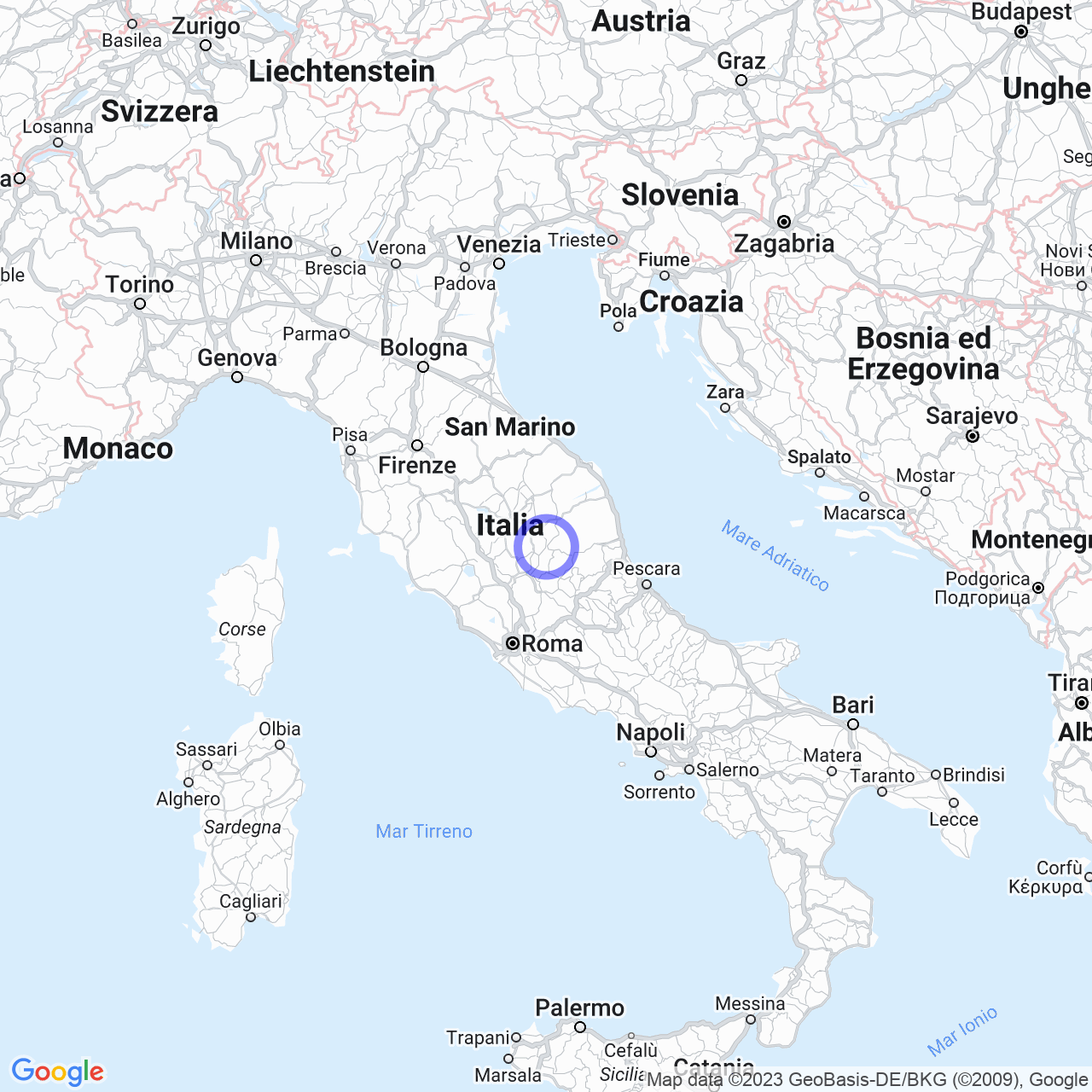 Mappa di Nortosce in Cerreto di Spoleto