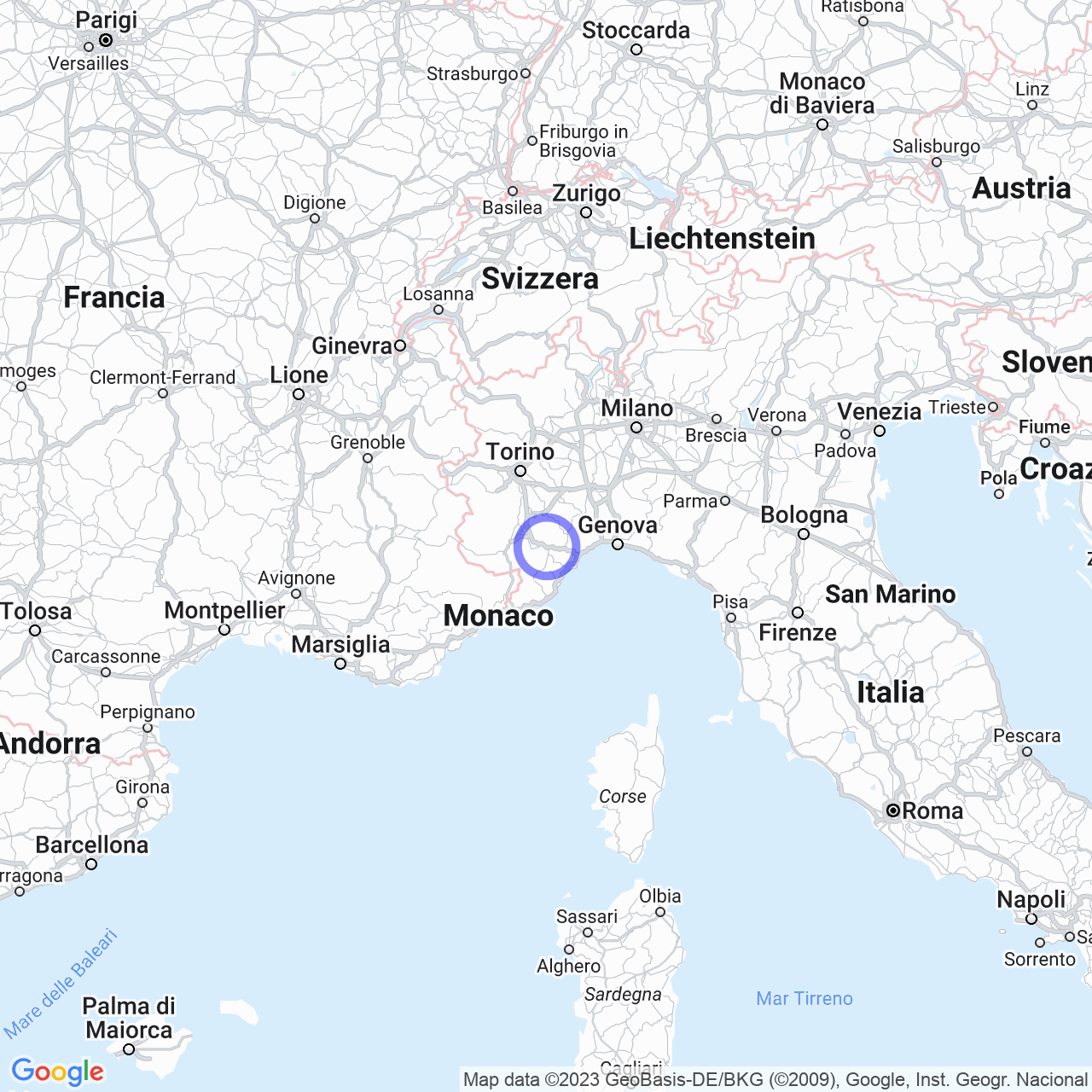 Mappa di Pratolungo in Ceva