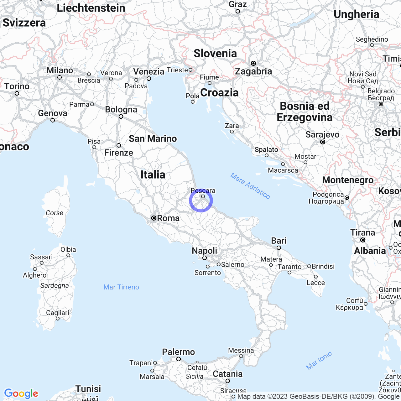 Mappa di Ciarciaglini in Chieti