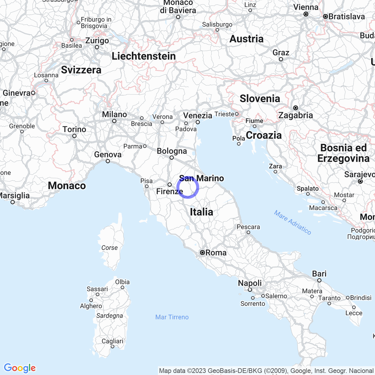 Mappa di Frassineta in Chiusi della Verna