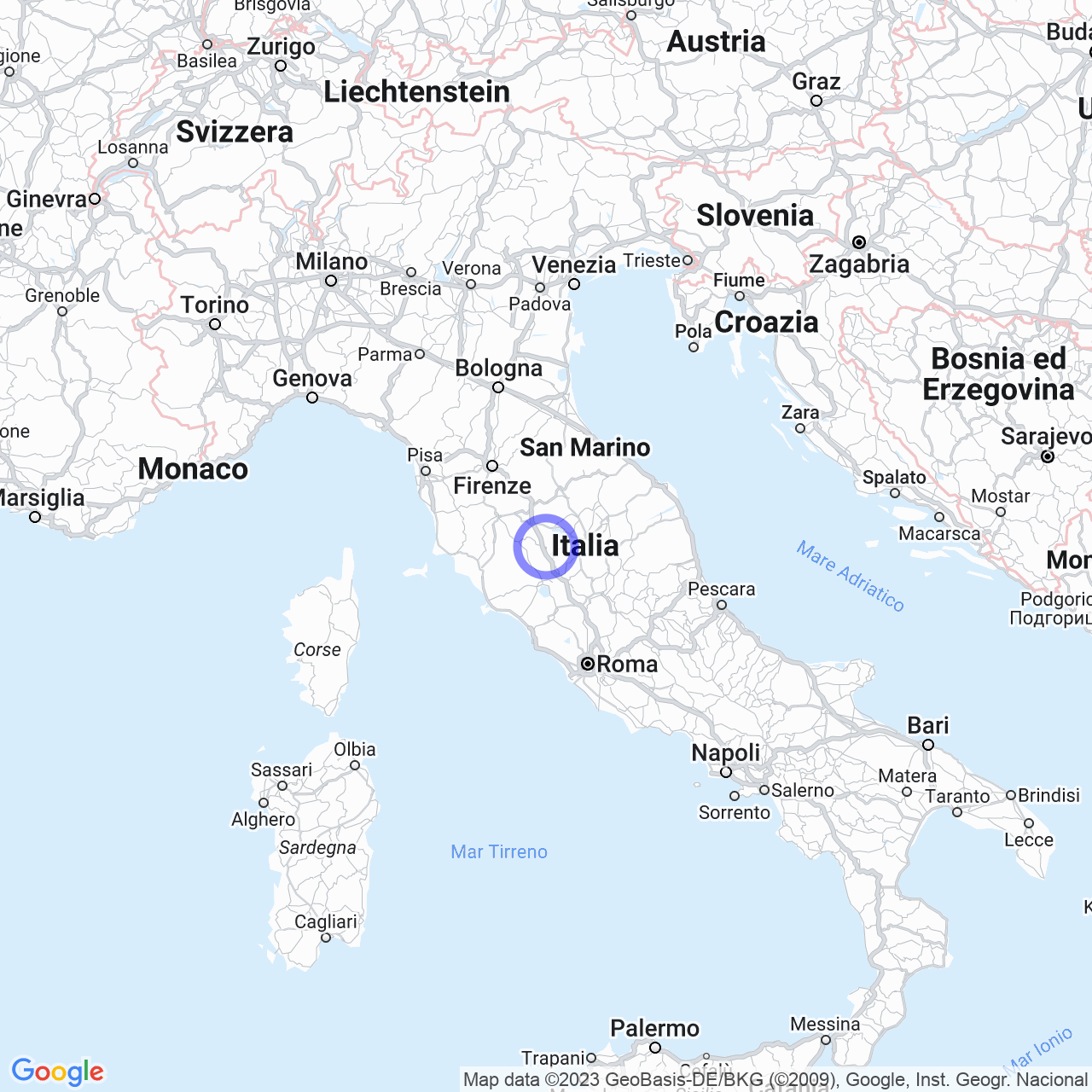 Mappa di San Gregorio in Chiusi