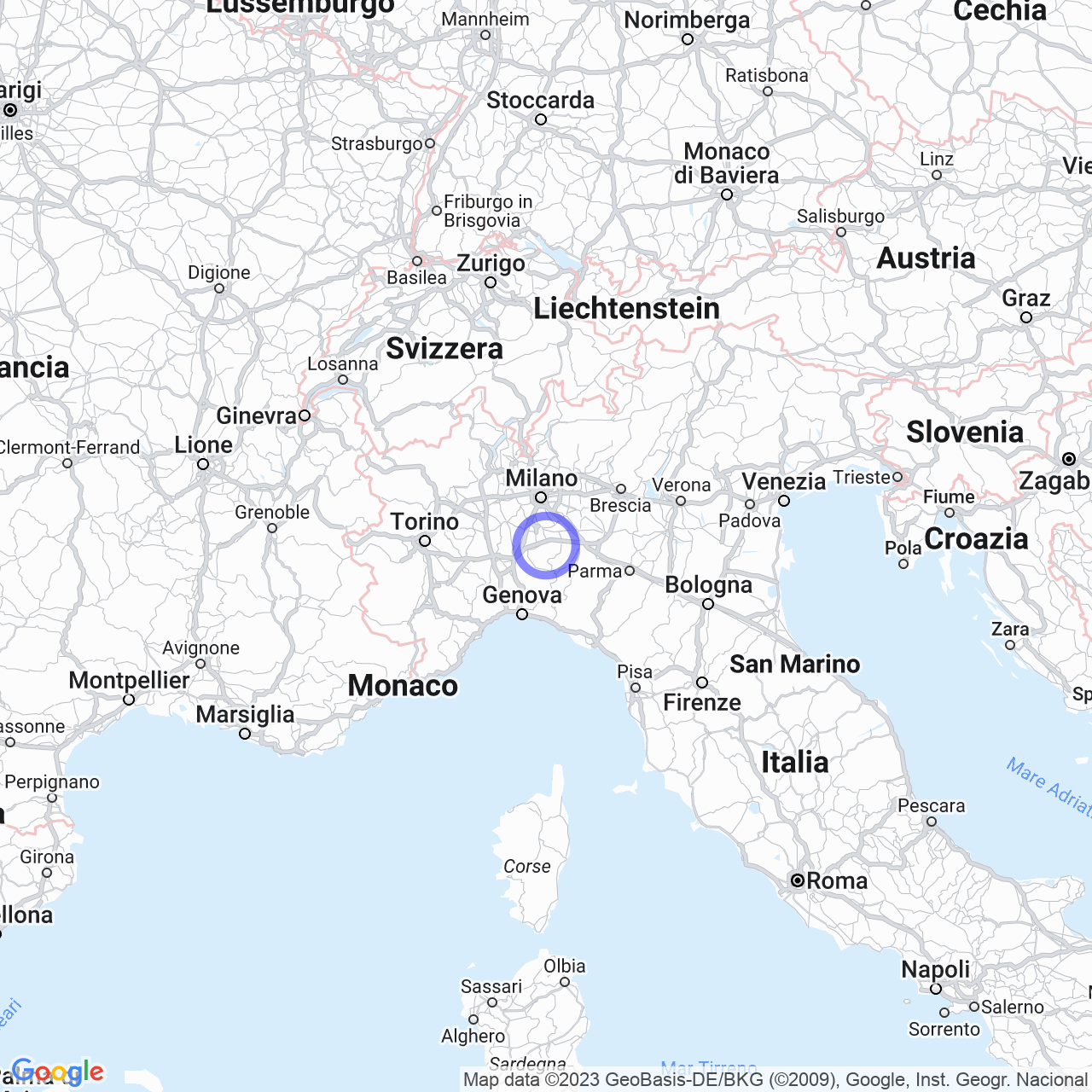 Mappa di Montebello in Cigognola