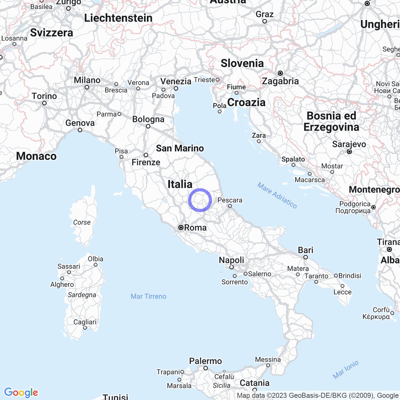 Mappa di Vetozza in Cittareale