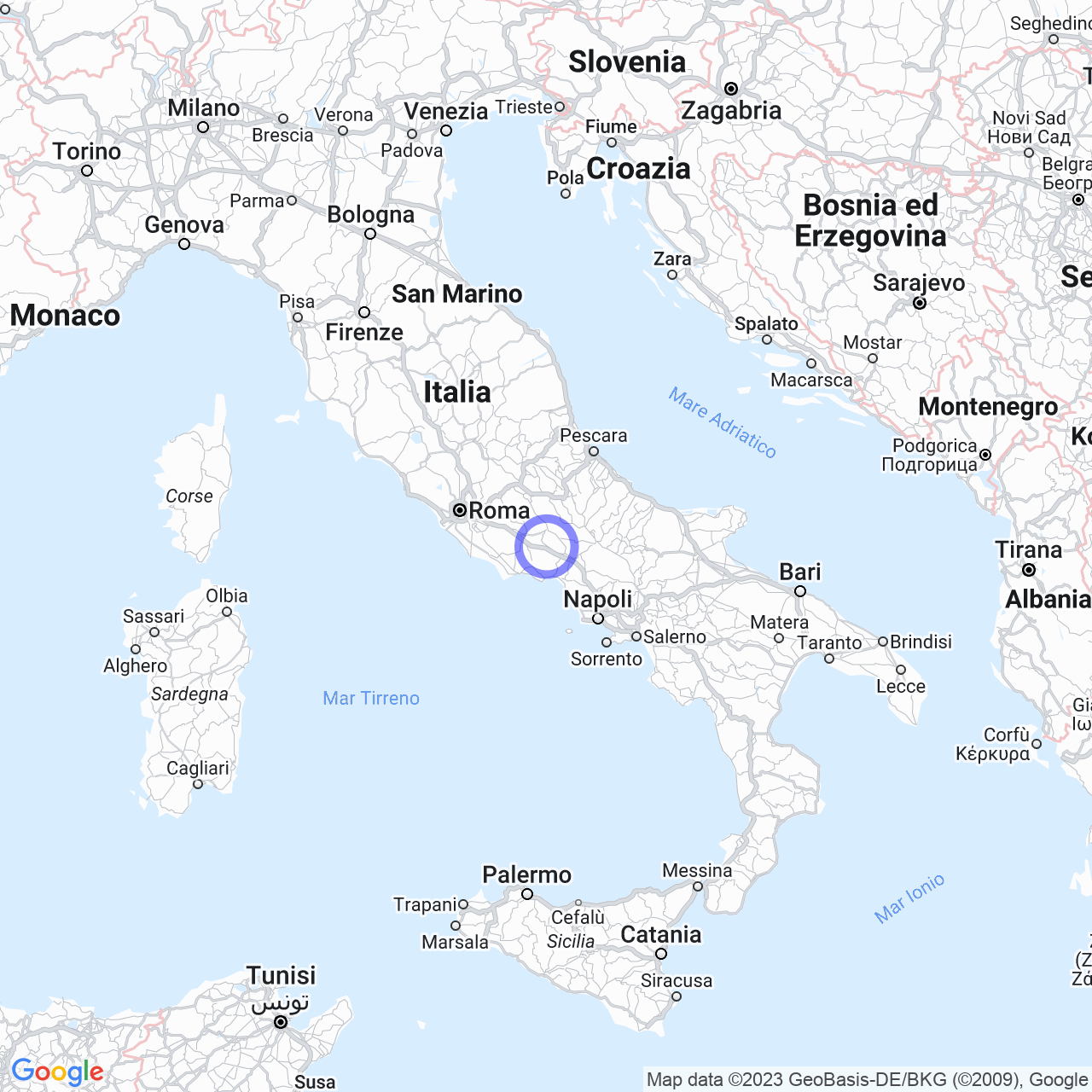 Mappa di Camponi in Colfelice