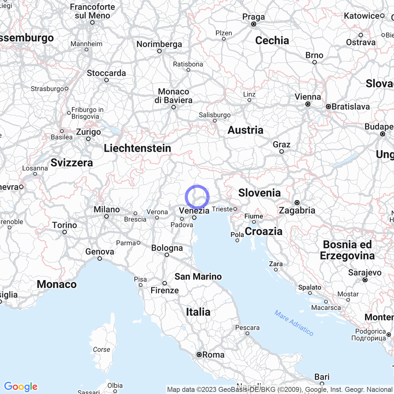 Mappa di Zona Industriale Via Piave in Cordignano