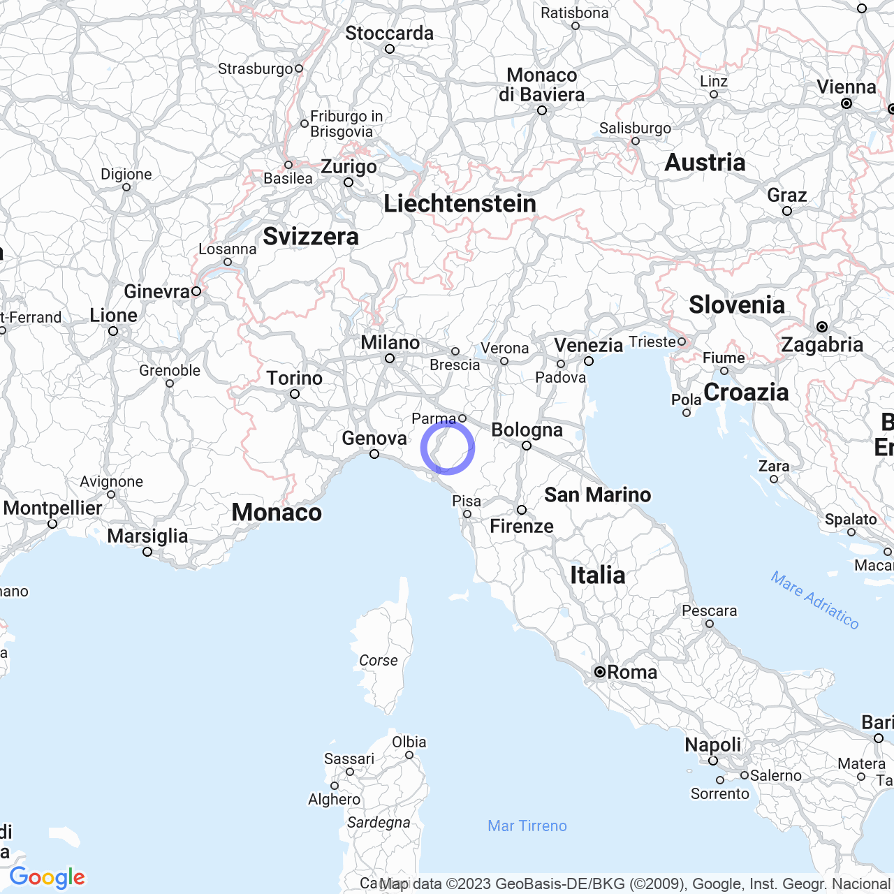 Mappa di Mossale Superiore in Corniglio