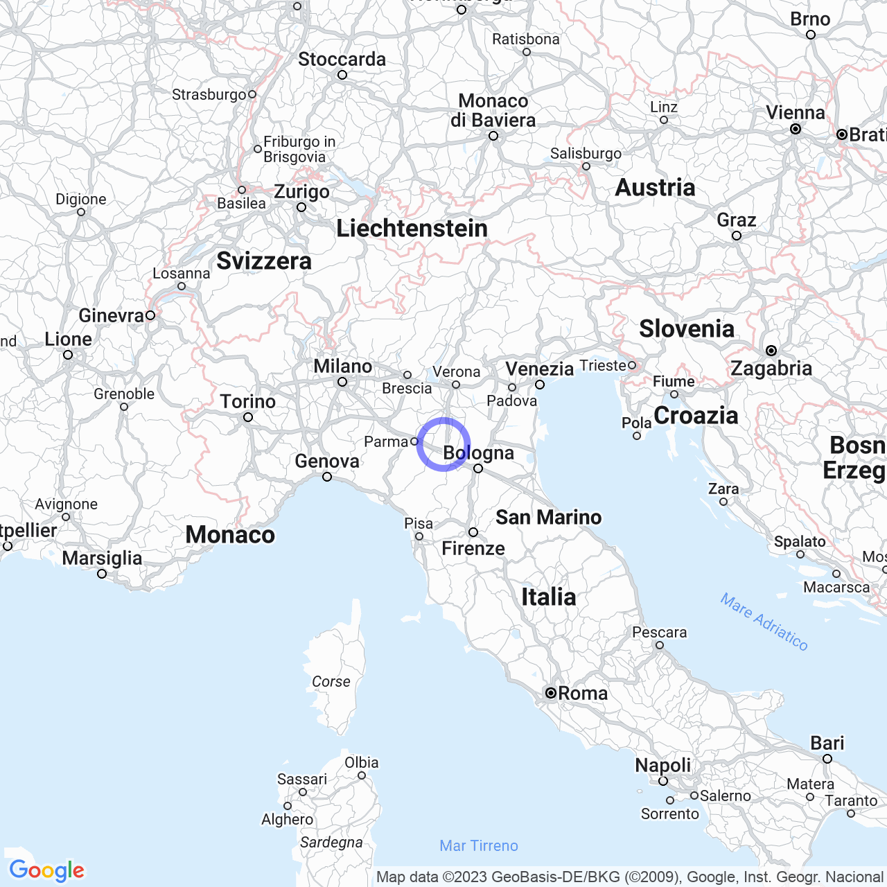 Mappa di San Lodovico in Correggio