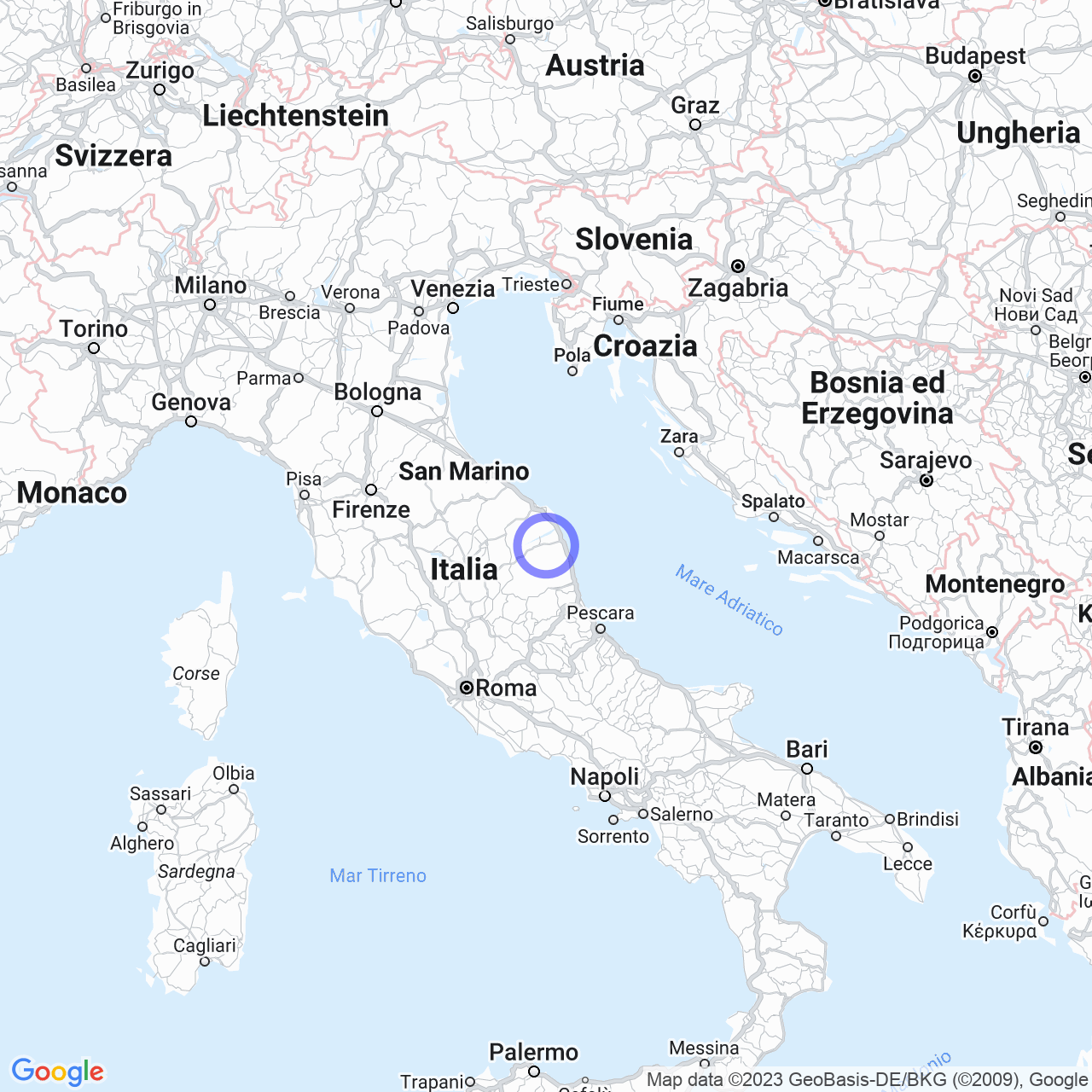 Mappa di Passo del Bidollo in Corridonia