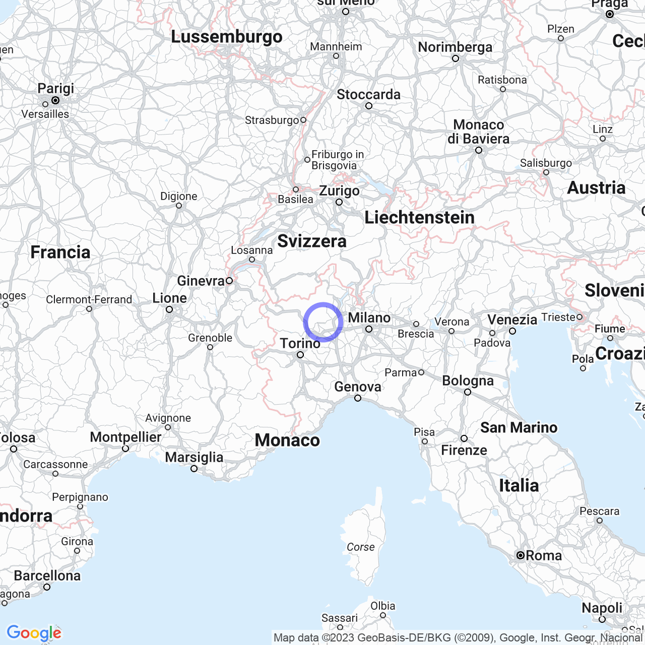 Mappa di Monteferrario I in Cossato