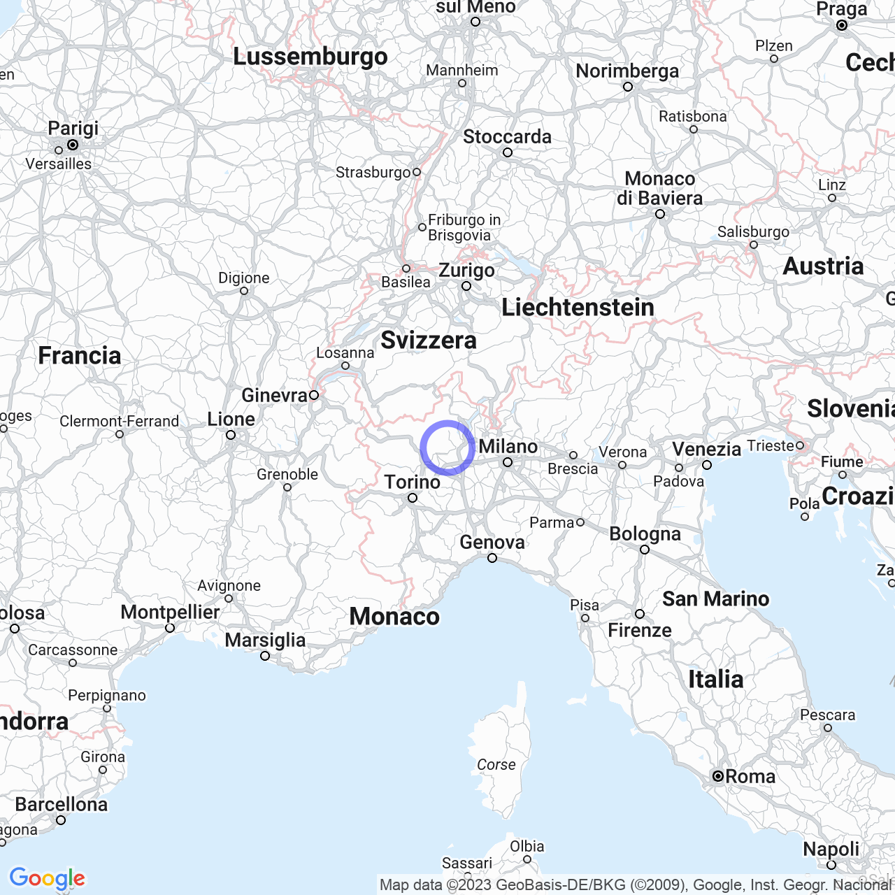 Mappa di Vivaro in Curino