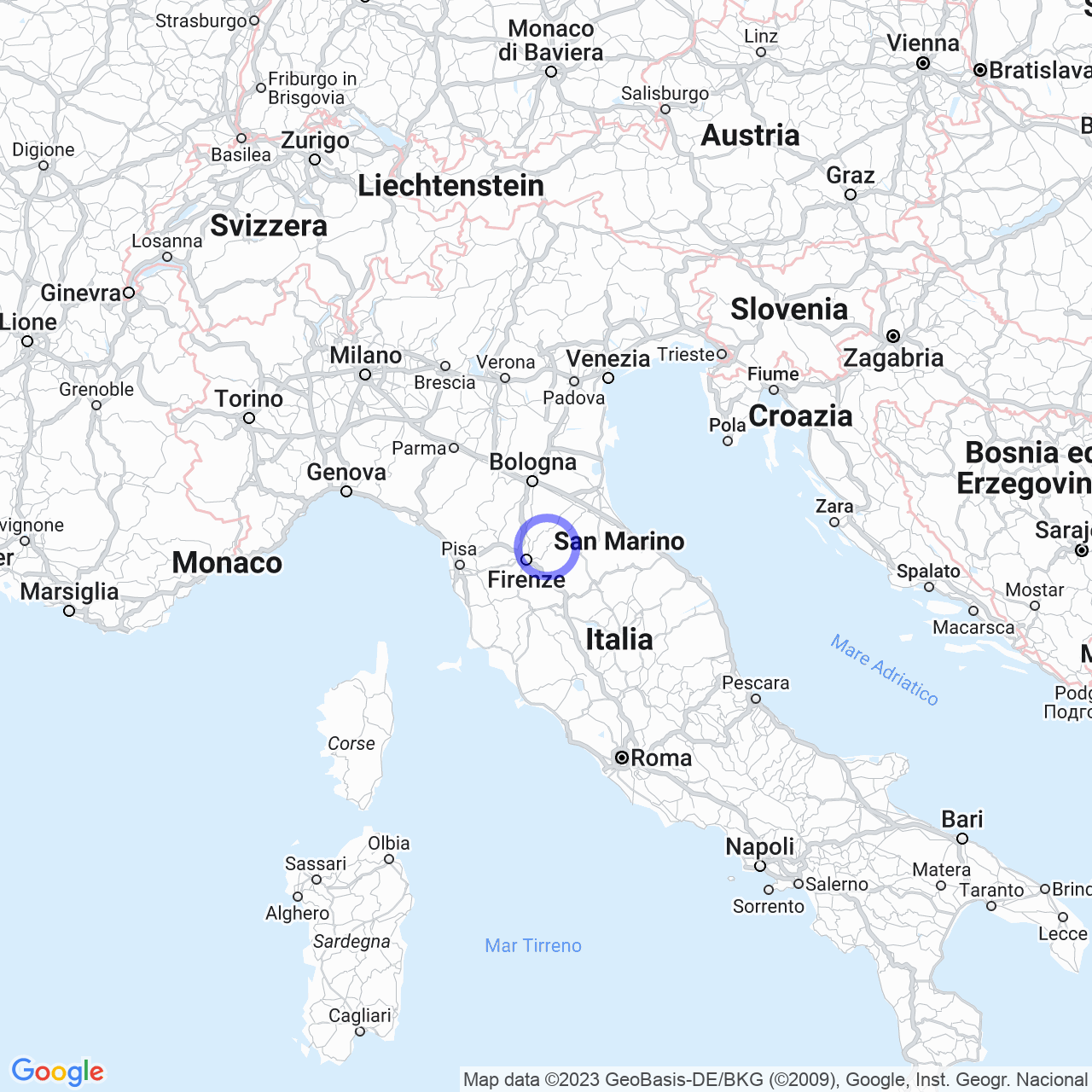 Mappa di Piandrati in Dicomano