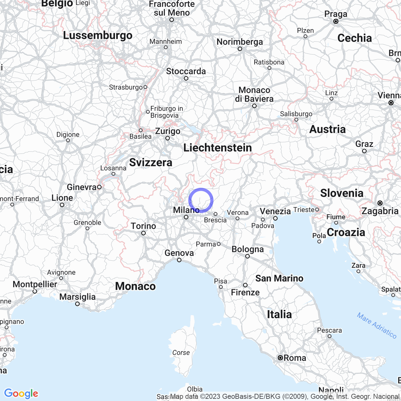 Mappa di Cà Astori in Dossena