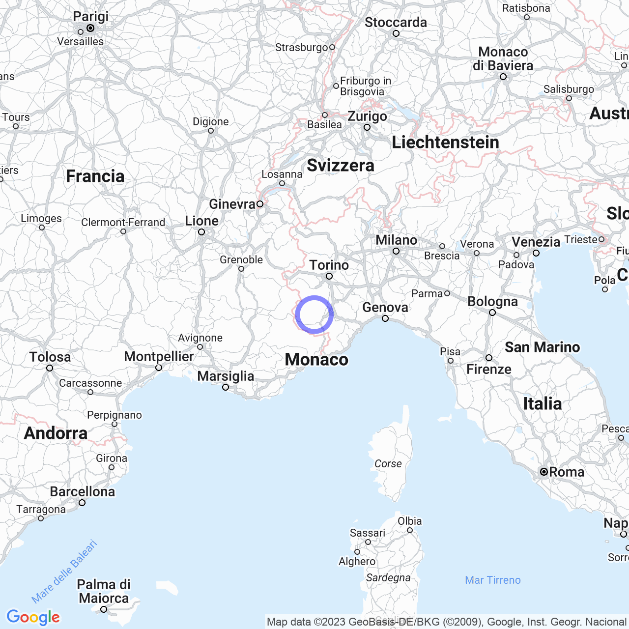 Mappa di Borgata Nuova in Dronero