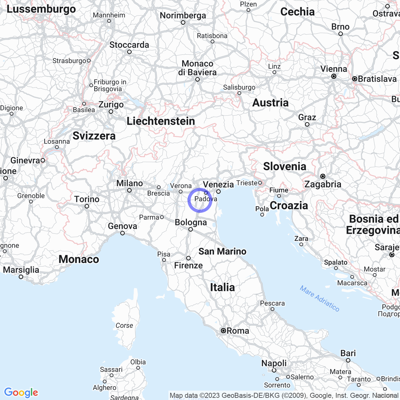 Mappa di Schiavonia in Este