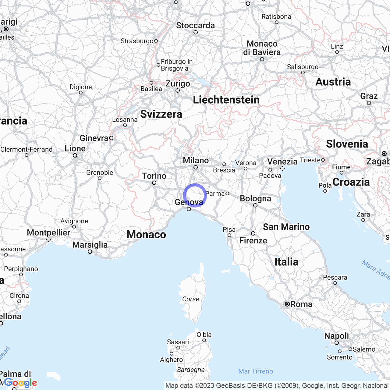 Mappa di Montecapraro in Fabbrica Curone