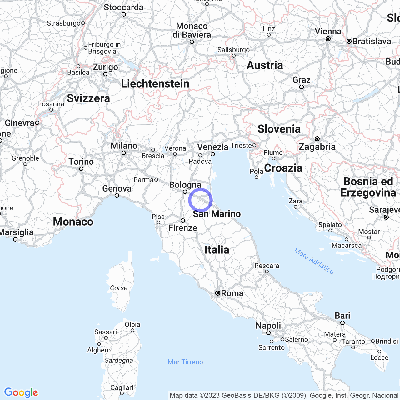 Mappa di Monte Brullo in Faenza