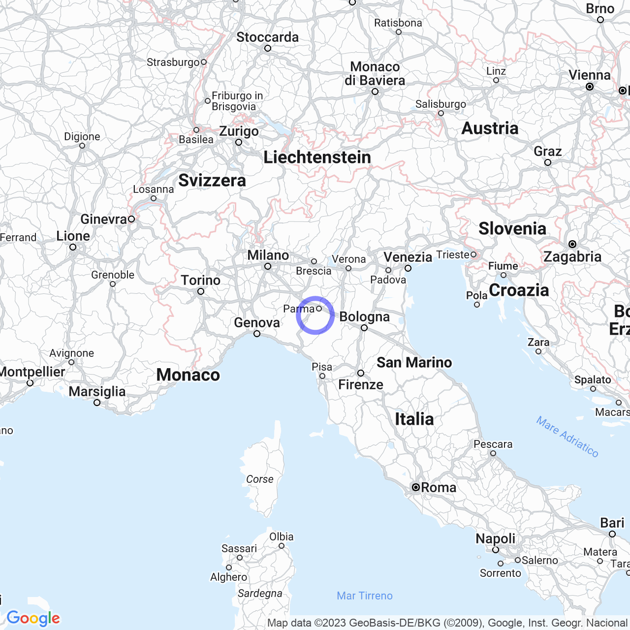 Mappa di Cà Gialla in Felino