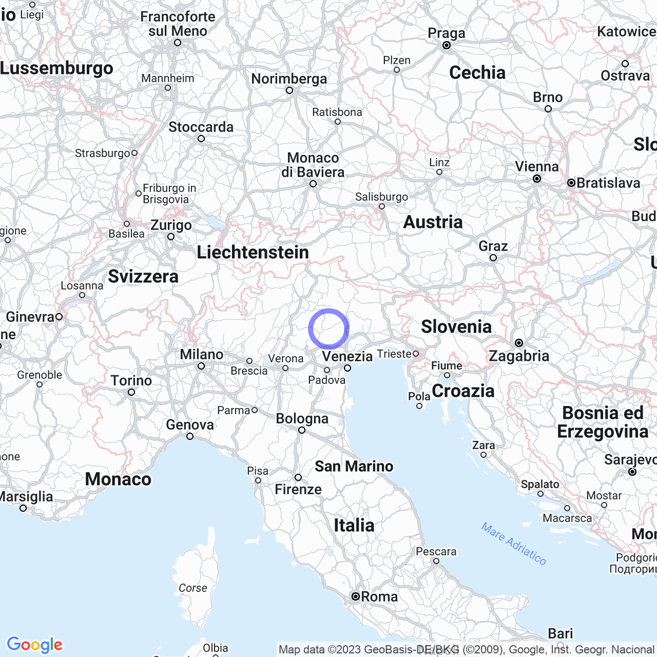 Mappa di Foen in Feltre