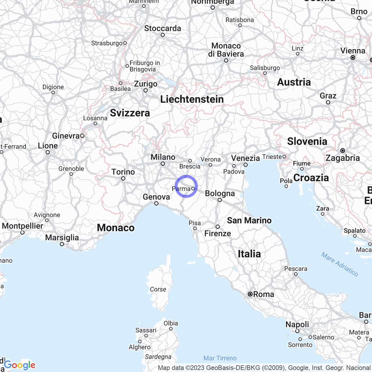 Mappa di Osteria Pietralunga in Fidenza