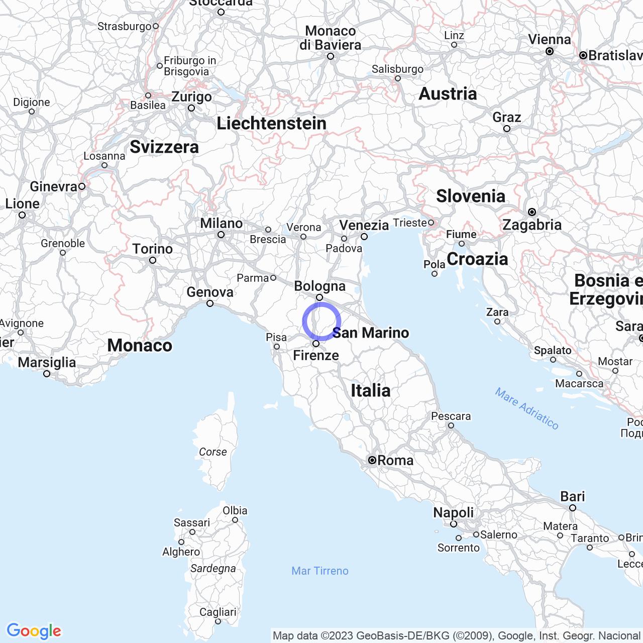 Mappa di Istia-sigliola-greta in Firenzuola