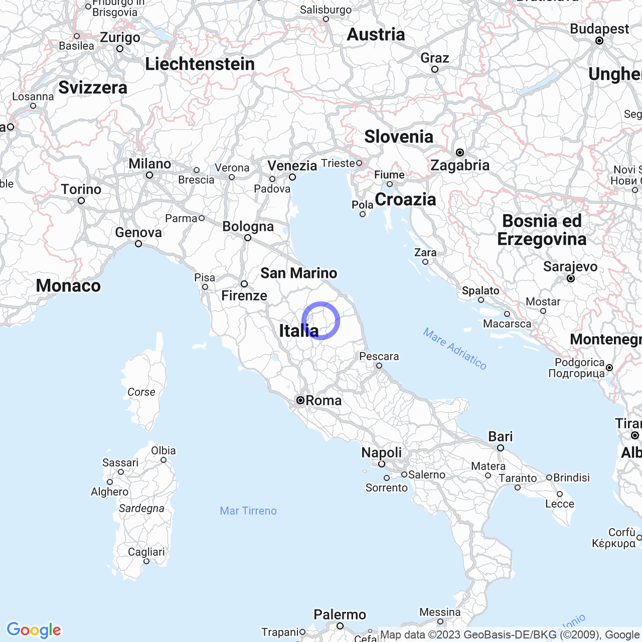 Mappa di Valcora in Fiuminata