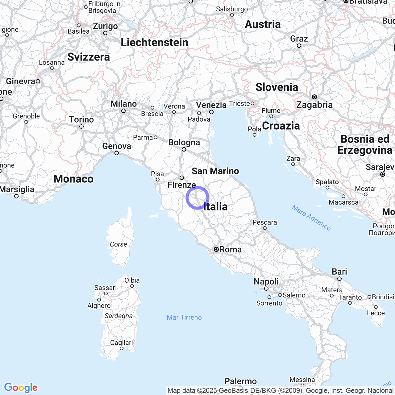 Mappa di Via del Duca in Foiano della Chiana