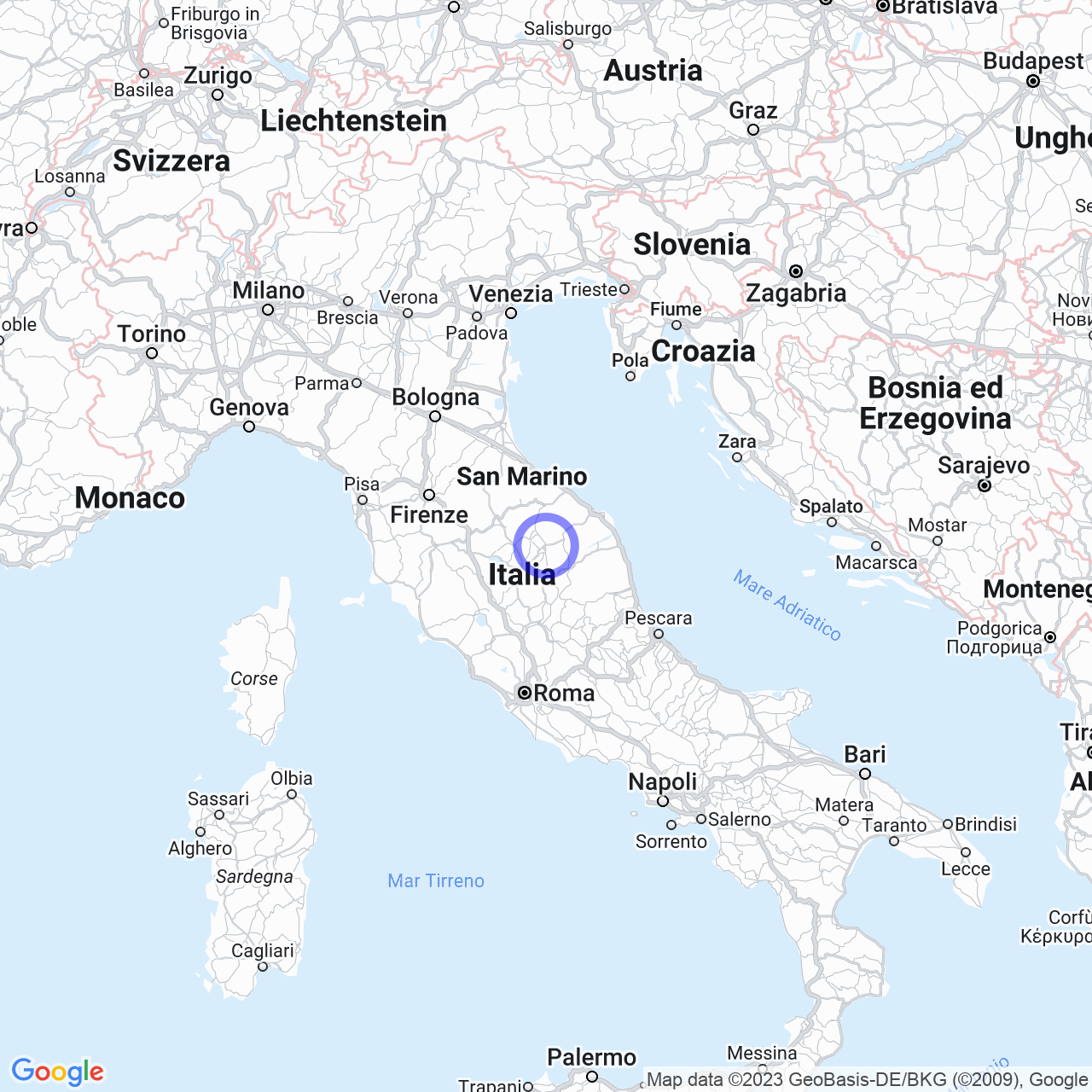 Mappa di Purello in Fossato di Vico