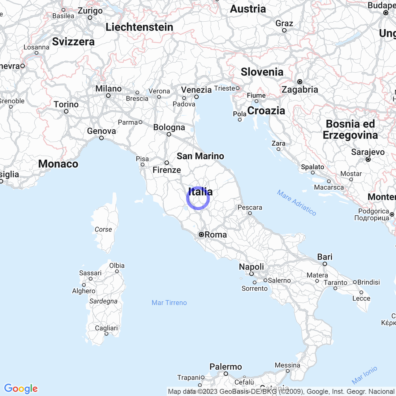 Mappa di Zona P.i.p Via Tuderte in Fratta Todina