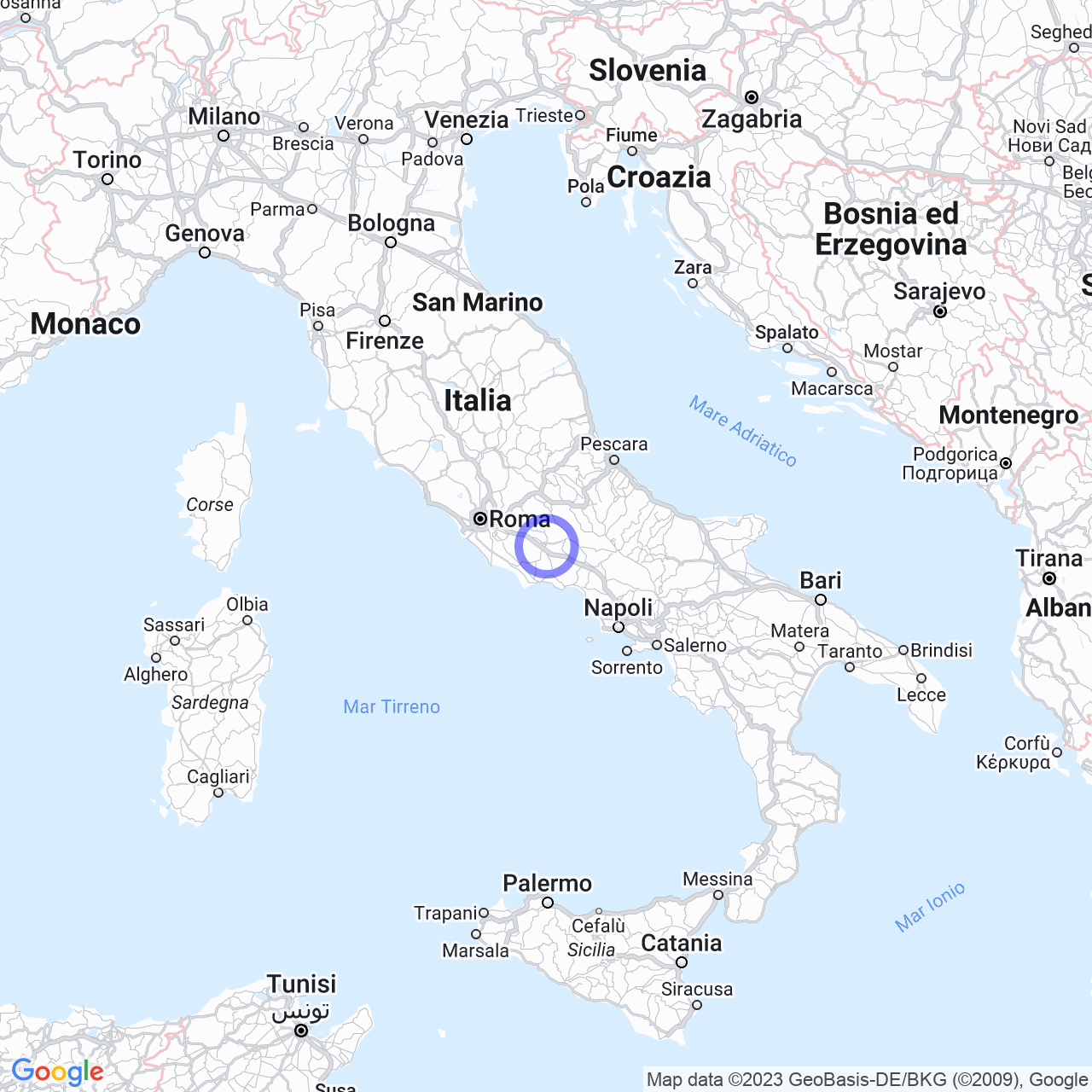 Mappa di Valle Contessa in Frosinone