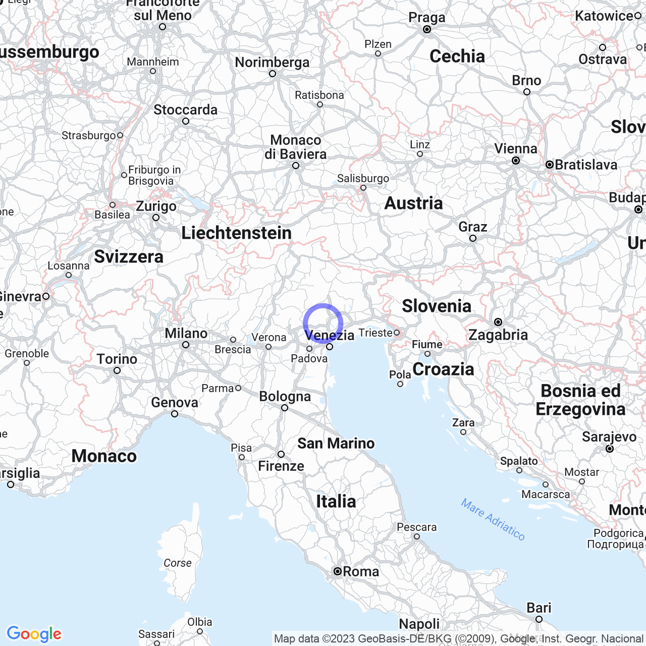 Mappa di Zona Artigianale e Industriale in Giavera del Montello