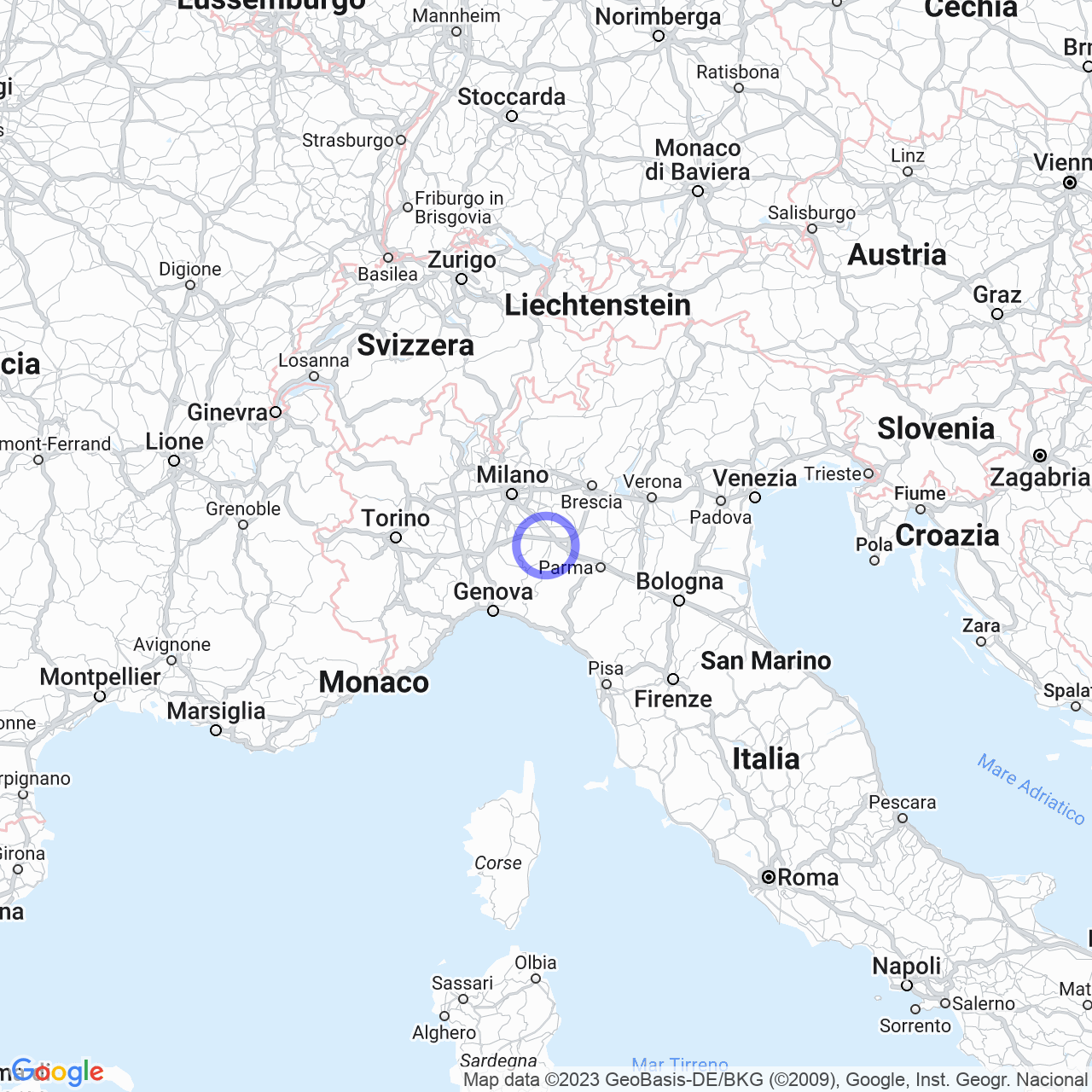 Mappa di Pareti Grande-quarto in Gossolengo