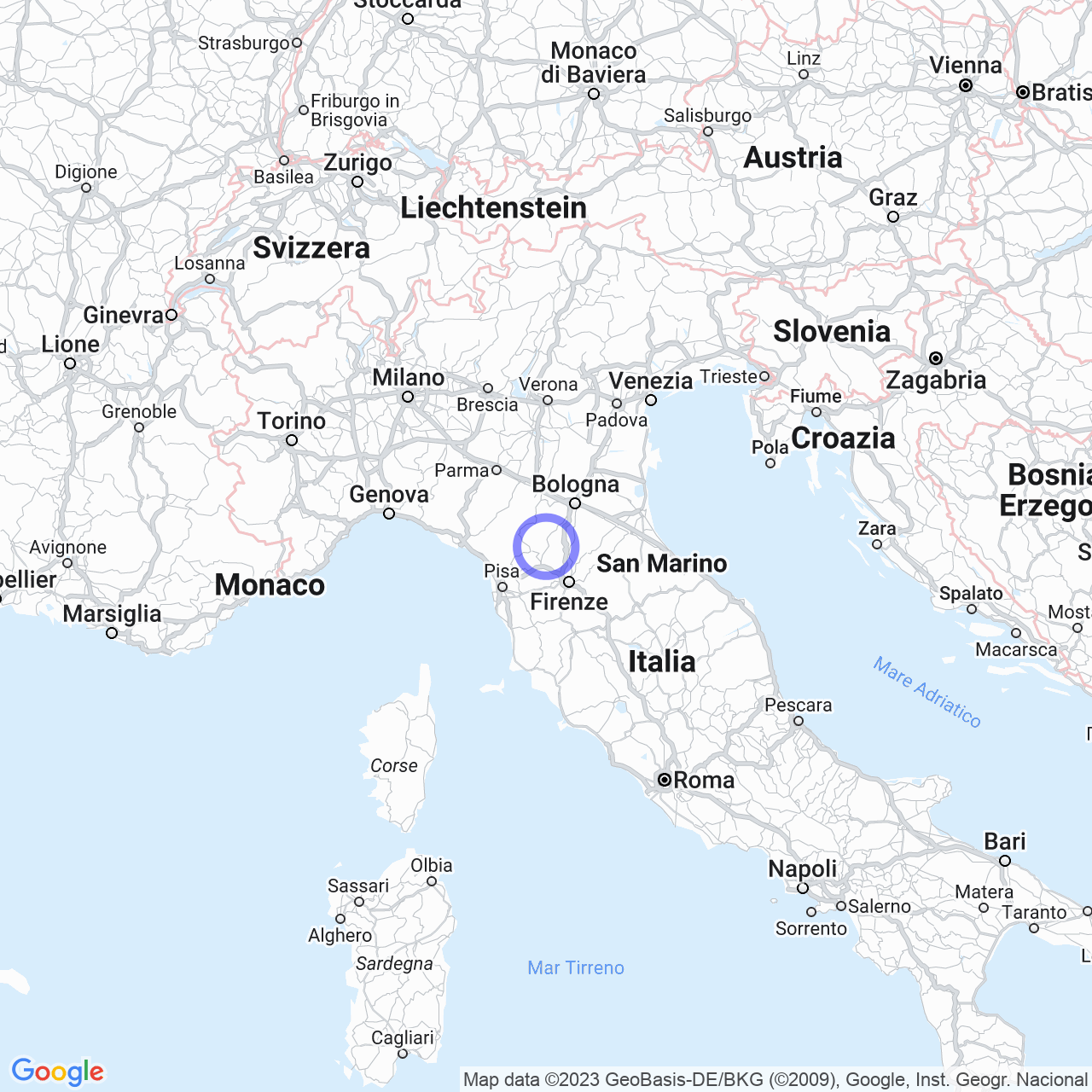 Mappa di Lustrola in Granaglione