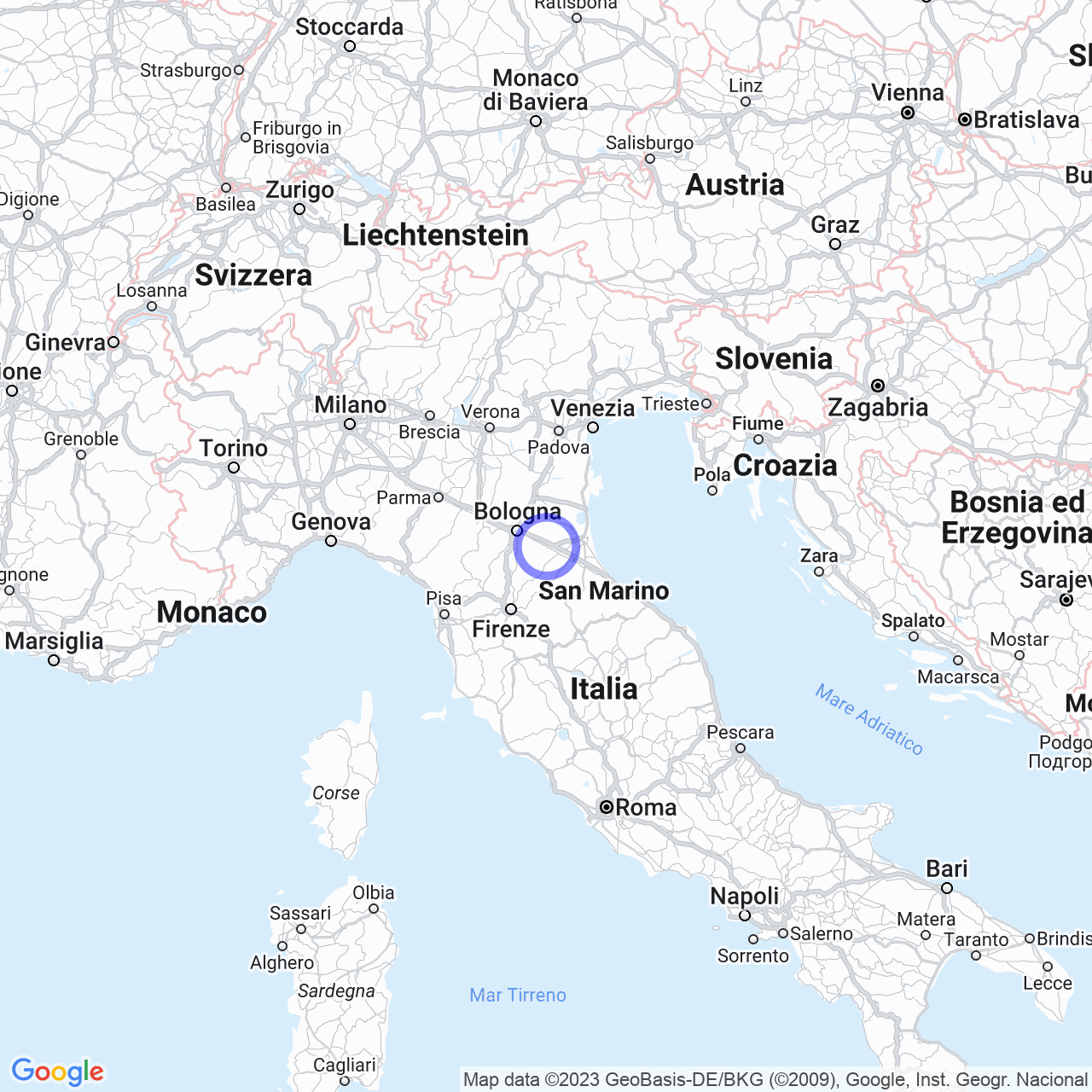 Mappa di Monte Catone in Imola