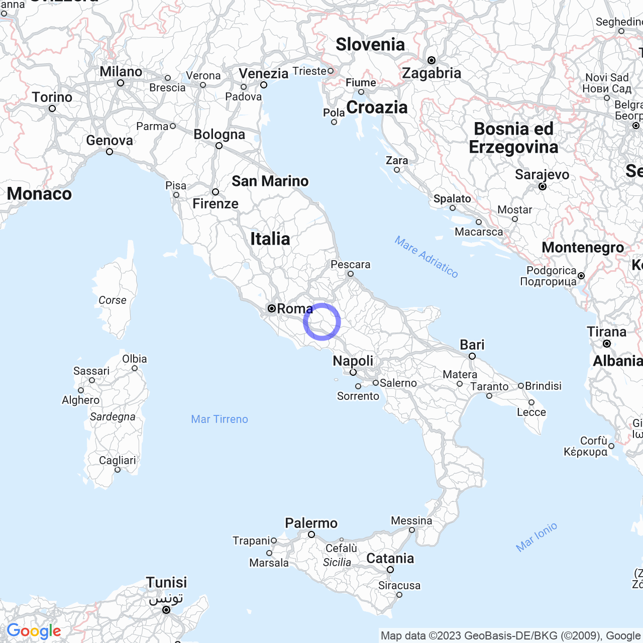 Mappa di Quaglieri in Isola del Liri