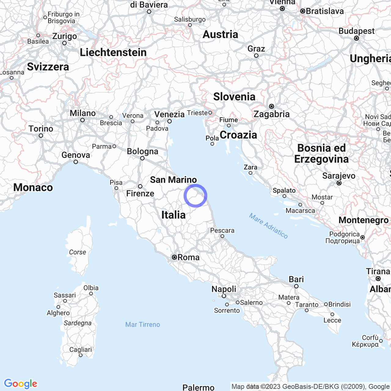 Mappa di Zona direzionale in Jesi