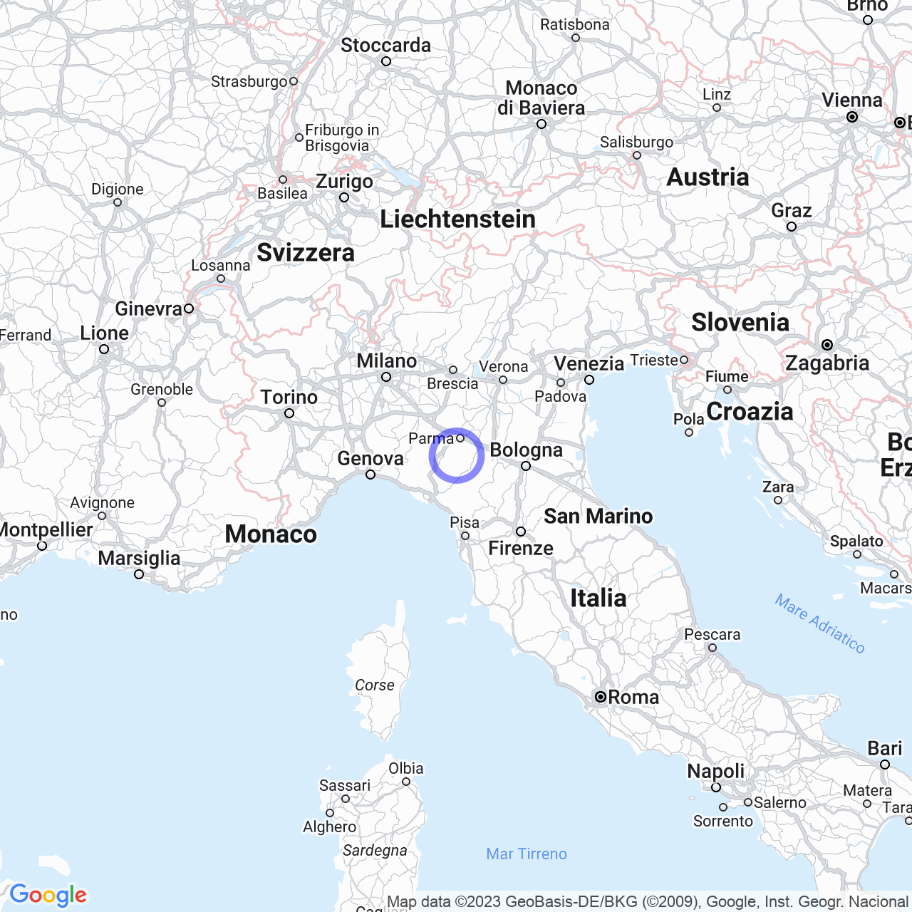 Mappa di Manzano in Langhirano