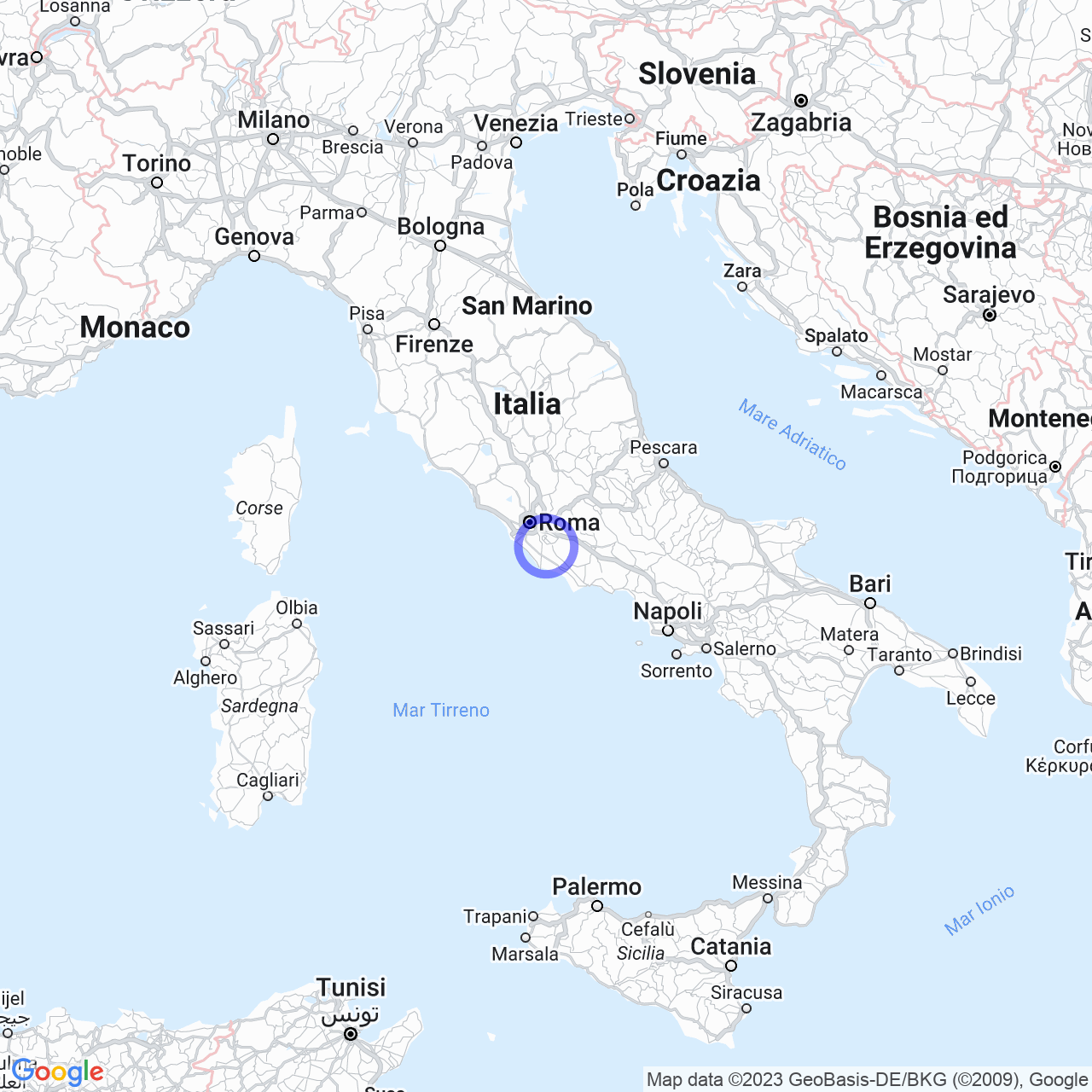 Mappa di Pietrara in Lanuvio